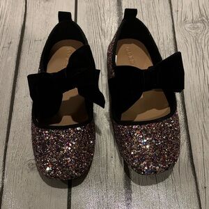 Old Navy Multicolor Glitter Flats with Black Bow girls 3Y
